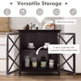 thumbnail image 6 of Costway Kitchen Buffet Sideboard Storage Cabinet w/Glass Doors & Adjustable Shelf Brown, 6 of 11