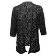 thumbnail image 6 of BODOAO Women's 3/4 Sleeve Bolero Shrugs Crochet Lace Open Cardigan Lightweight Casual Loose Fashion Tops Outifits Autumn Patterned Lace Hollow Lace Solid Color Five Quarter Sleeved Cardigan Black L, 6 of 6