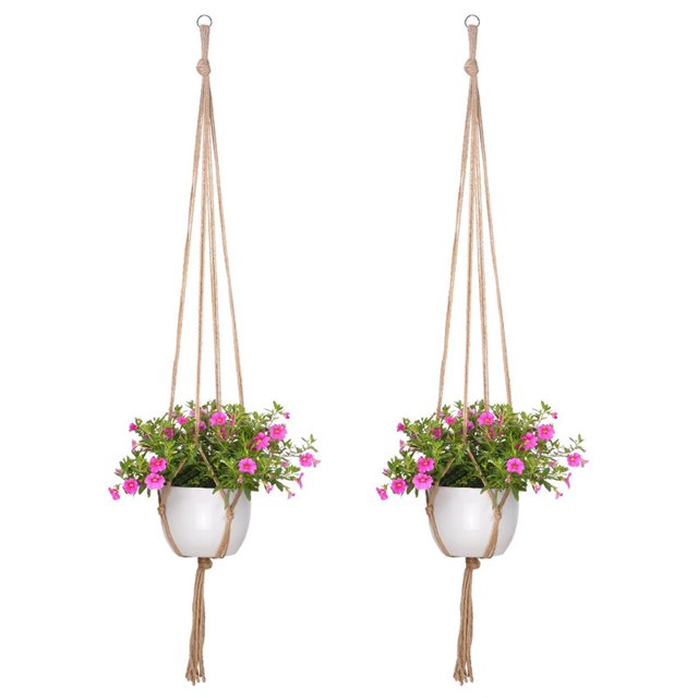 Cuerda colgante Macrame Plant Pot Holder Colgante Planta Colgador Decoración de jardín- 2pcs 122 Cm ZefeiWu 8390614096950