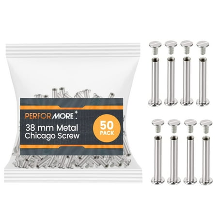 

50 Pack of Silver Aluminum Screw Posts 38mm Metal Chicago Screw Post Binding Screws