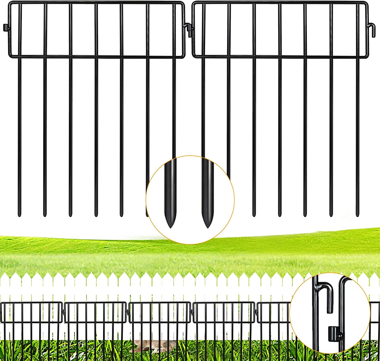 Black Animal Barrier Fence 24 Pack 12in x12in No  Garden Decorative Metal Fencing for Dogs Rabbits