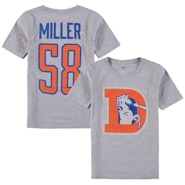 Von Miller Denver Broncos Youth Vintage Distressed Name Number T Shirt Heathered Gray Walmart Com