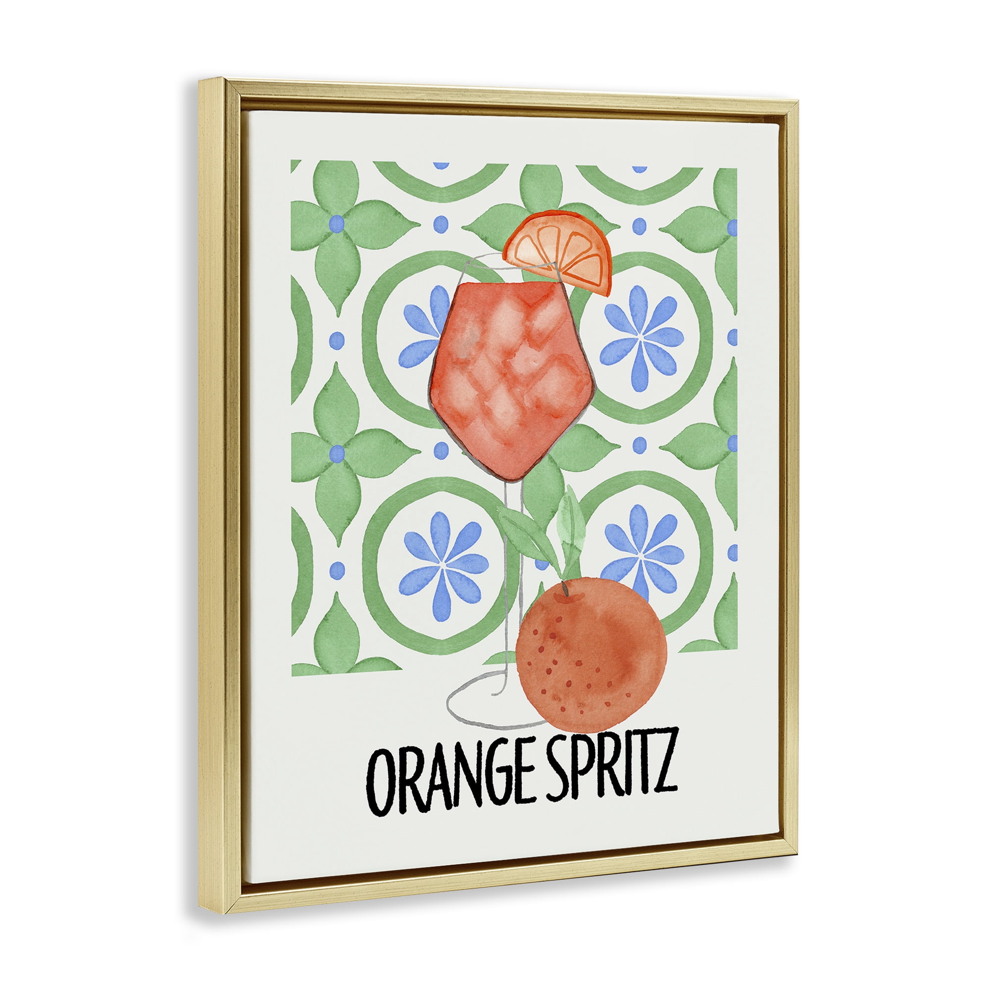 Stupell Industries Orange Spritz On My Mind Gold Framed Floater Canvas Wall Art, design by Nina Jacobs