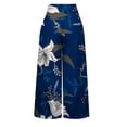 thumbnail image 4 of Plus Size Wide Leg Pants for Women Smocked High Waist Lounge Trousers with Pockets Floral Printed Linen Loose Ankle Length Pant, 4 of 6