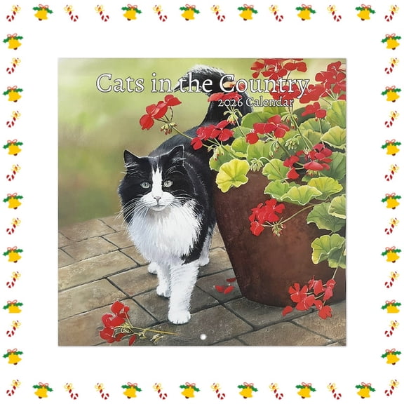 Goowood 2026 Wall Calendar Cats In The Country Monthly Planner Artistic Illustrations Hanging Organizer Home Office Decor Gift for Cat Lovers