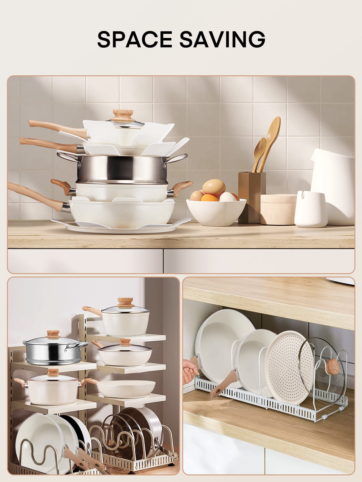 FOHERE 15 PCS Pots and Pans Set, Non-stick Ceramic Cookware Sets, Kitchen Induction Cooking Set