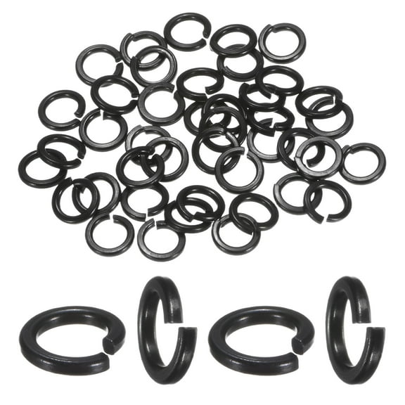 Uxcell 100-Pack Spring Lock Washer, M5 Stainless Steel Electroplating Black Coating Elastic Gasket Screw Fasteners