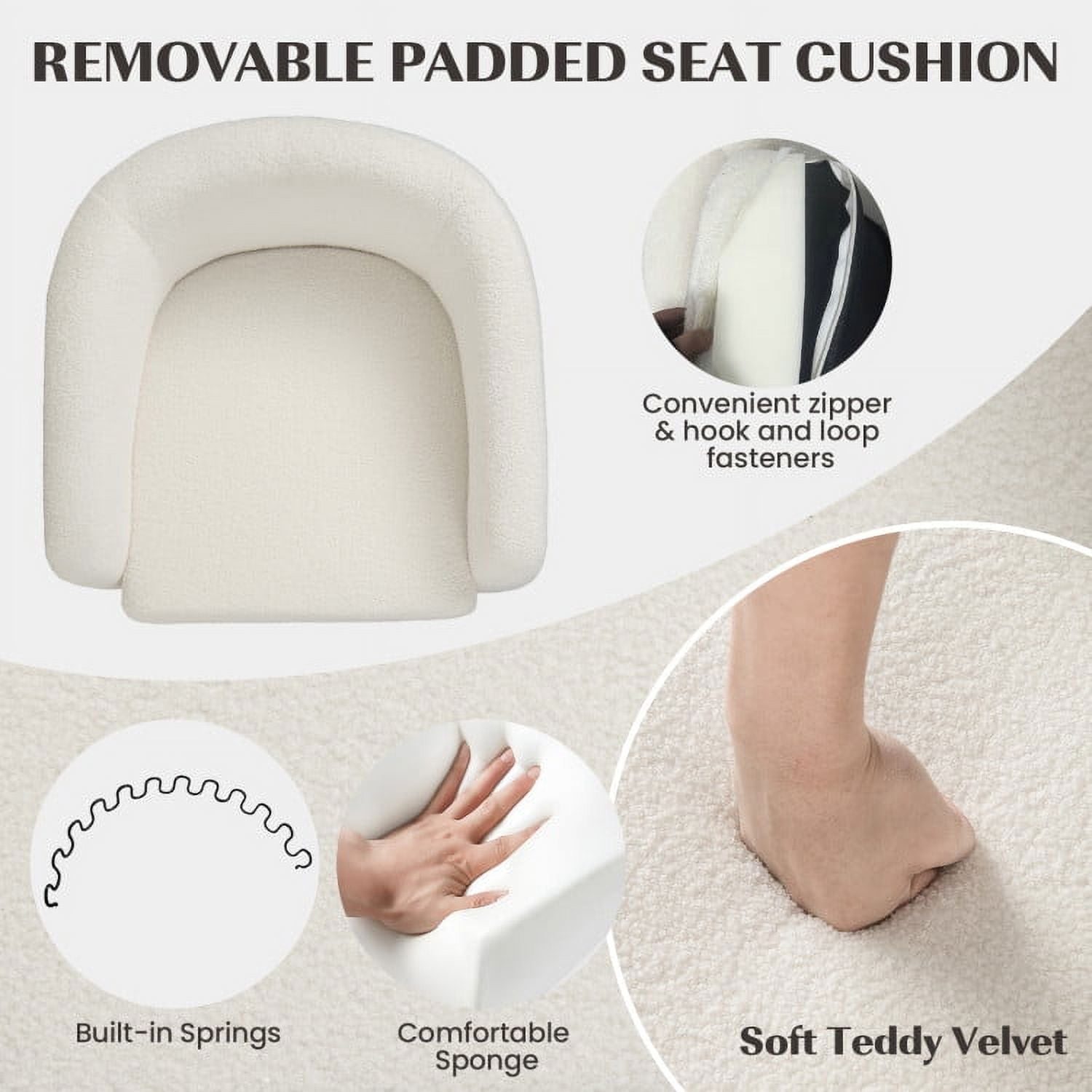 Finihen Accent Chair, Modern Upholstered Accent Chair, Modern Upholstered Barrel Teddy Velvet Chair with Ottoman, for Living Room, Bedroom, Beige Finihen Accent Chair, Modern Upholstered Accent Chair, Modern Upholstered Barrel Teddy Velvet Chair with Ottoman, for Living Room, Bedroom, Beige