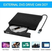 External DVD Drive, USB 3.0 CD Burner CD/DVD +/-RW Optical Drive, Slim Portable DVD CD ROM Rewriter Writer Duplicator for Laptop Desktop PC Windows 10/8/7 MacBook