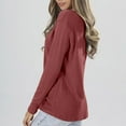 thumbnail image 5 of DeHolifer Women Tops Solid Color V-Neck Button Long Sleeve Loose Casual Knit Pullover Tops Wine S, 5 of 5