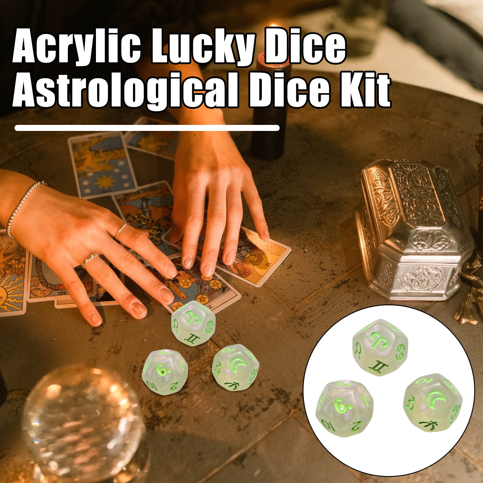 12-Sided Astrological Dice Set 3-Pieces Tarot Constellation Divination D12 Acces