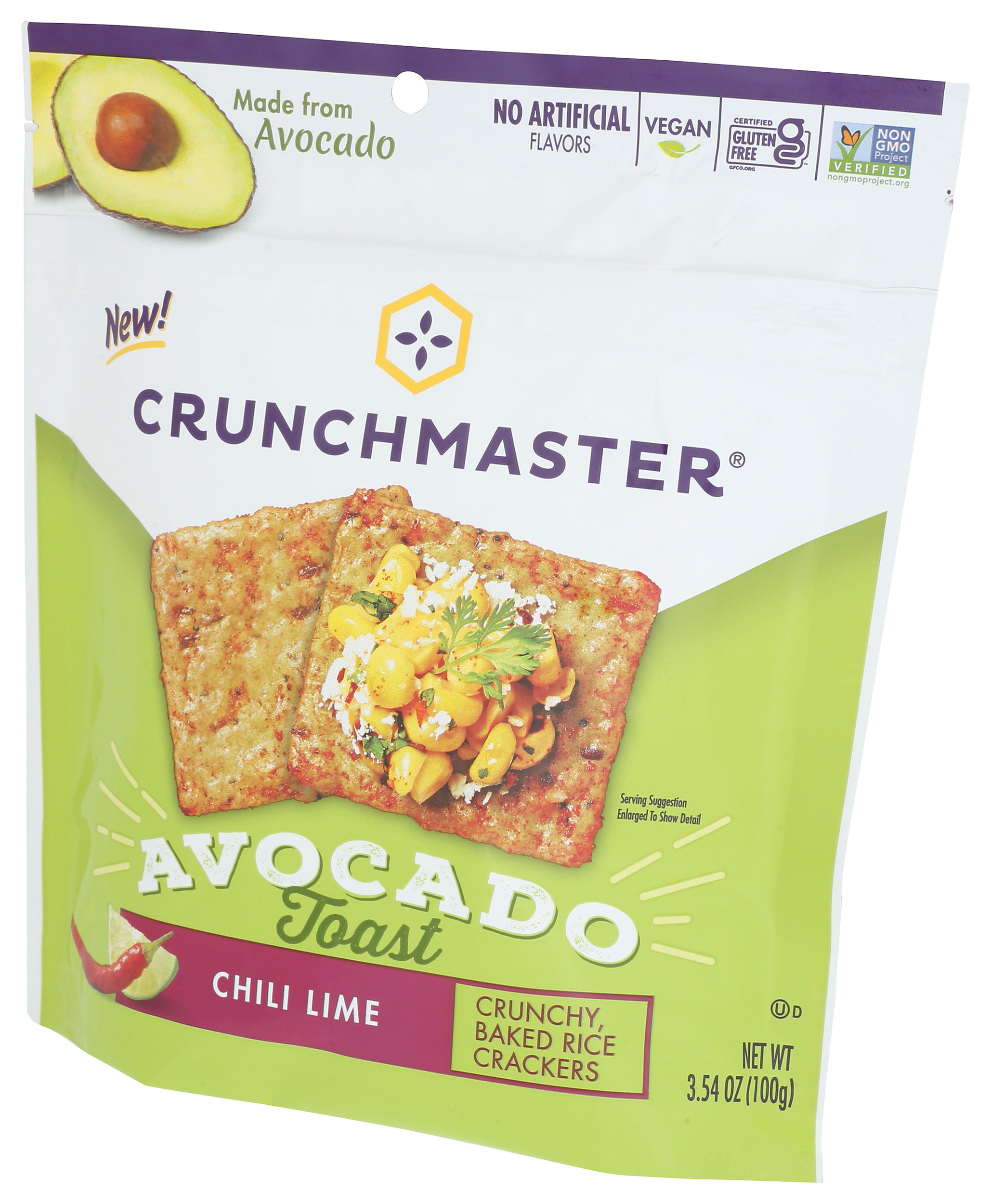 (Pack of 12) Crunchmaster Chili Lime Avocado Toast Rice Crackers, 3.54 oz