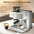 thumbnail image 2 of WAA 15 Bar Semi-Automatic Espresso Coffee Machine, 1&2-Cup, Silver, 2 of 6