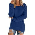 thumbnail image 2 of IMENGL Womens casual solid long sleeve jumper sweater, Blue M, Size M-5XL, 2 of 5