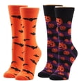 thumbnail image 1 of Calcetines de Halloween, calcetines de hombre, calcetines de calabaza diablo, calcetines de algodón, calcetines de mujer, calcetines de dibujos animados[morado + naranja], 1 of 1
