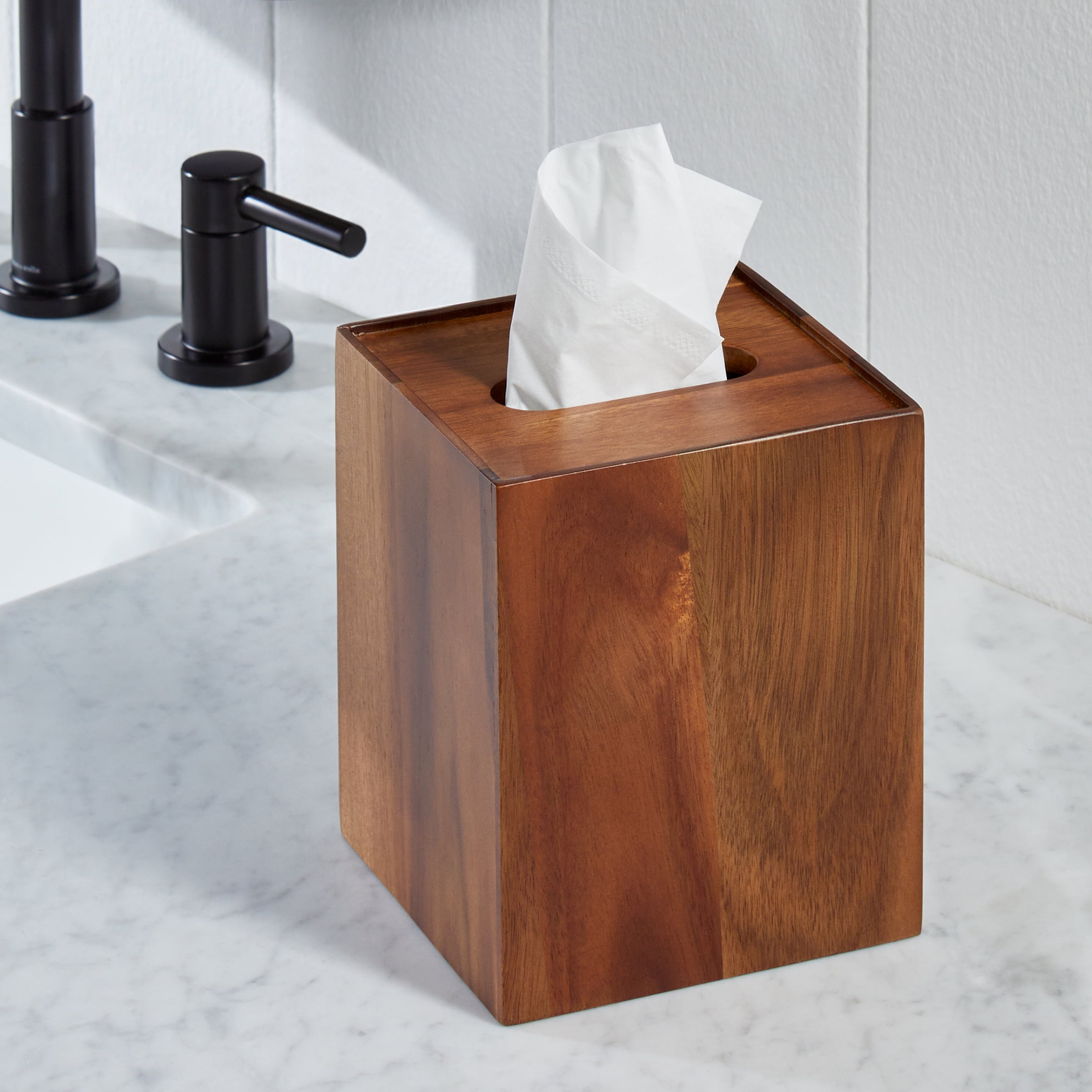 BHG Acacia Wood Tissue Box Cover BHG PL BOITE MOUCH ACACIA