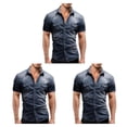 thumbnail image 1 of Qarigey Camisa de mezclilla para hombre Camiseta vaquera de manga corta con bolsillos, delgada, ligera y elástica Type4 NO4, 1 of 6