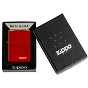 Zippo Metallic Red Matte Zippo Logo Pocket Lighter