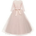 thumbnail image 5 of Robe Longue en Dentelle Florale Vintage pour Filles Manches 3/4 Robe de Soirée de Mariage Robe de Danse Formelle, 5 of 5