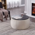 thumbnail image 4 of End Table with Storage and Removable Top, Wood Round Side Table Accent Coffee Table Footstool, 4 of 5