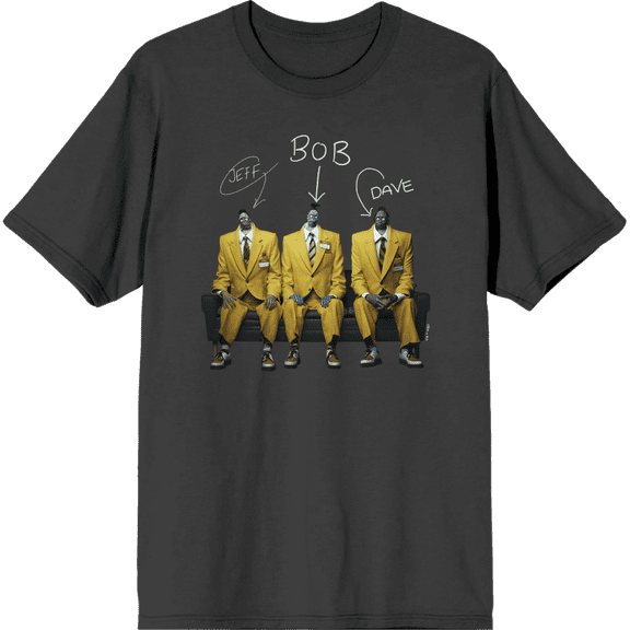 Beetlejuice Beetlejuice Yellow Suit Zombies Charcoal Men's Crew Neck Short Sleeve Tee-Medium