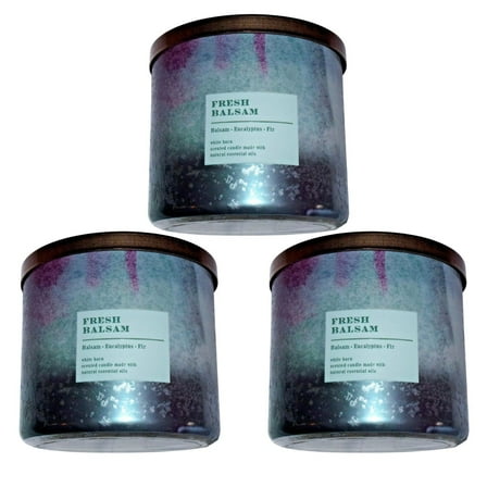 Bath and Body Works (3 Pack) Fresh Balsam (White Barn) Scented 3-Wick Candle (14.5 oz / 411 g)