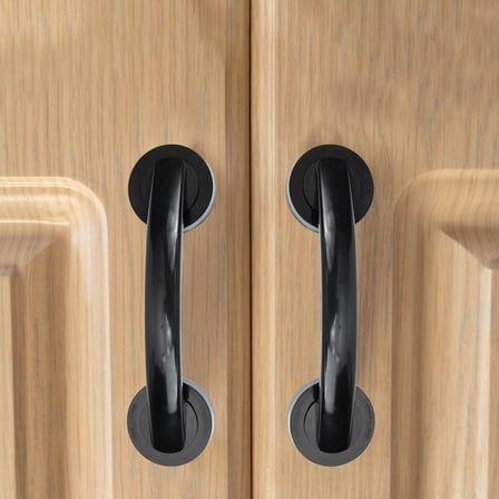 SEWOART Grab Bars Cabinet Suction Cup Handle Black ABS 1Set