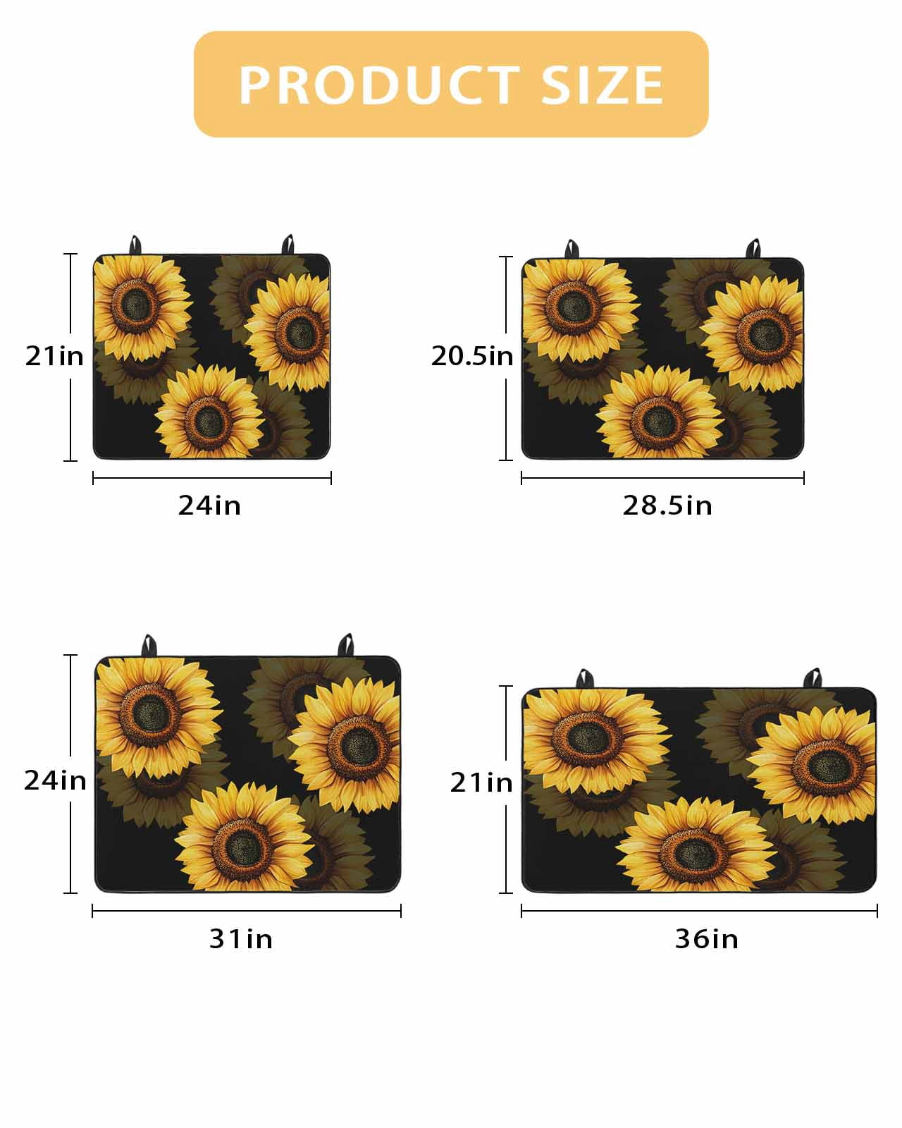 nqOlkjepod Large Induction Cooktop Protector Mat 24"x21", Spring Sunflower Stove Top Covers for Electric Stove, Black Vintage Abstract Painting Stove Burner Cover Mats, Glass Top Stove Cover