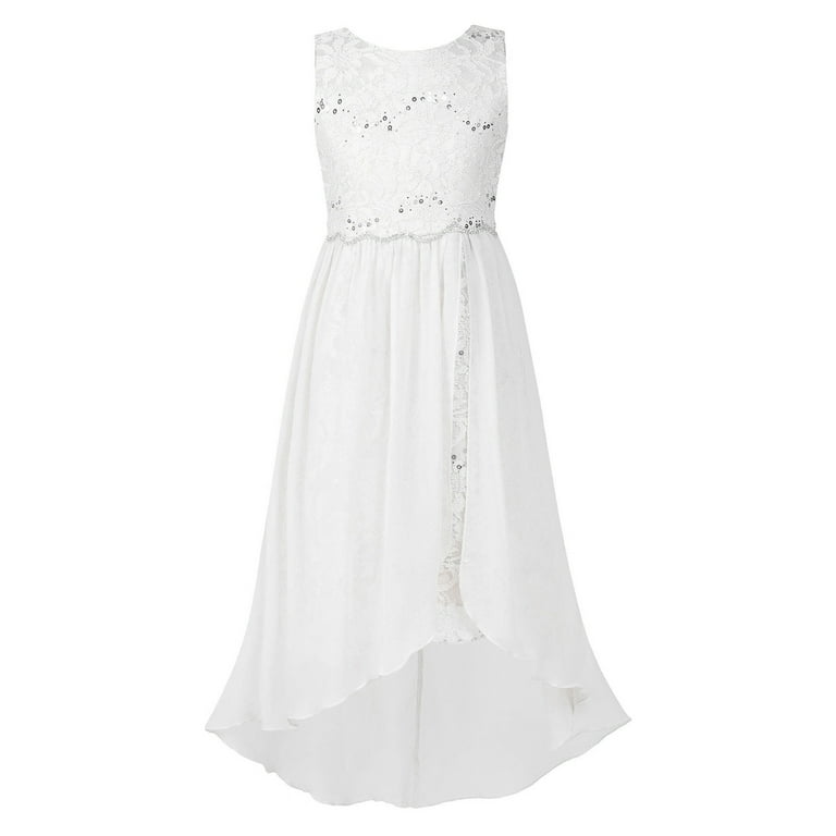 DPOIS Kids Flower Girl Dress Floral Lace Wedding Junior Bridesmaid Dress  Ball Gown Ivory 16 - Walmart.com
