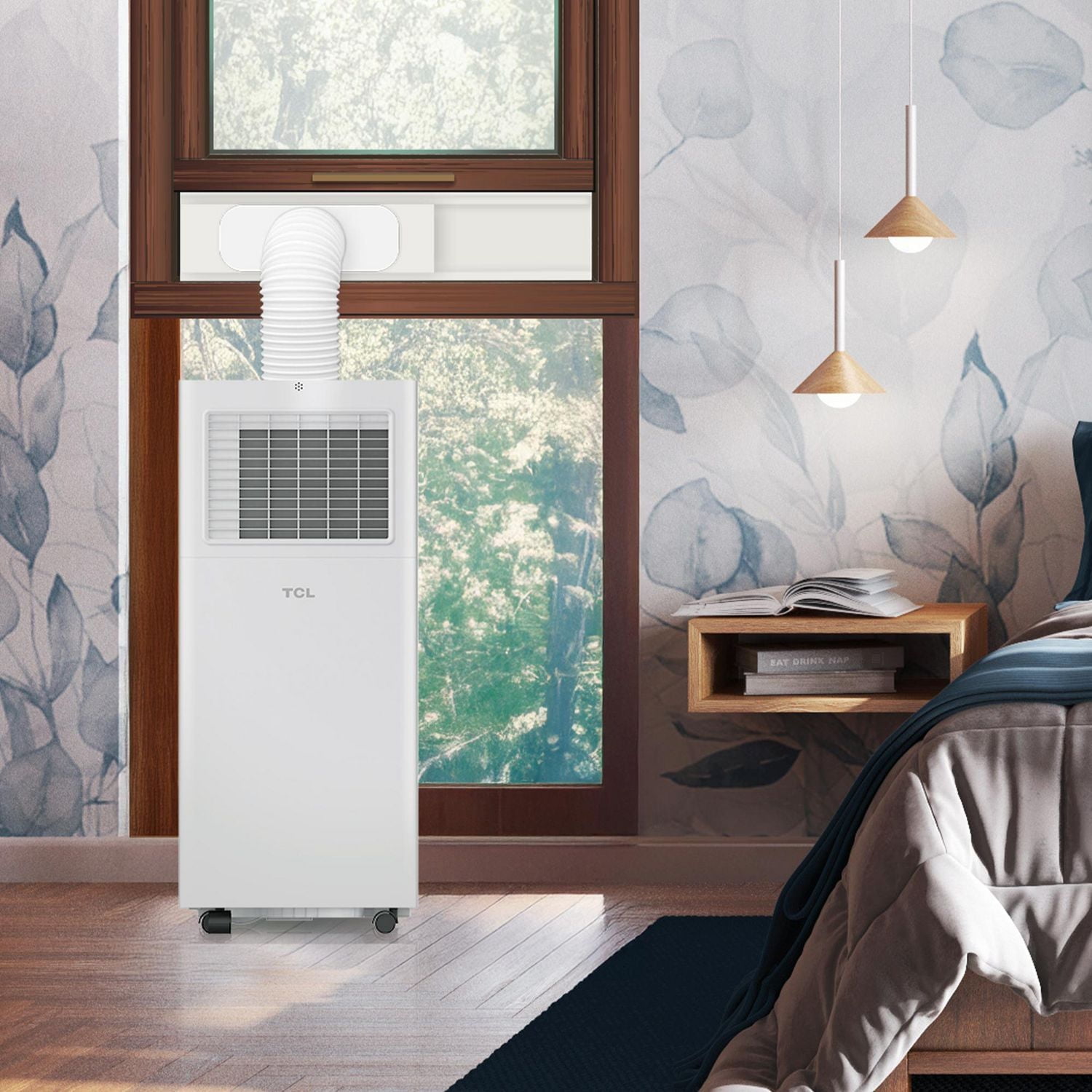 TCL 9,000 BTU ASHRAE Smart Portable Air Conditioner, Fan & Dehumidifier, 250 Sq. Ft., Remote Control, Works with Alexa/Google Assistant