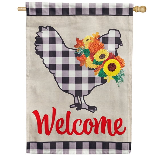 Buffalo Check Chicken House Burlap Flag