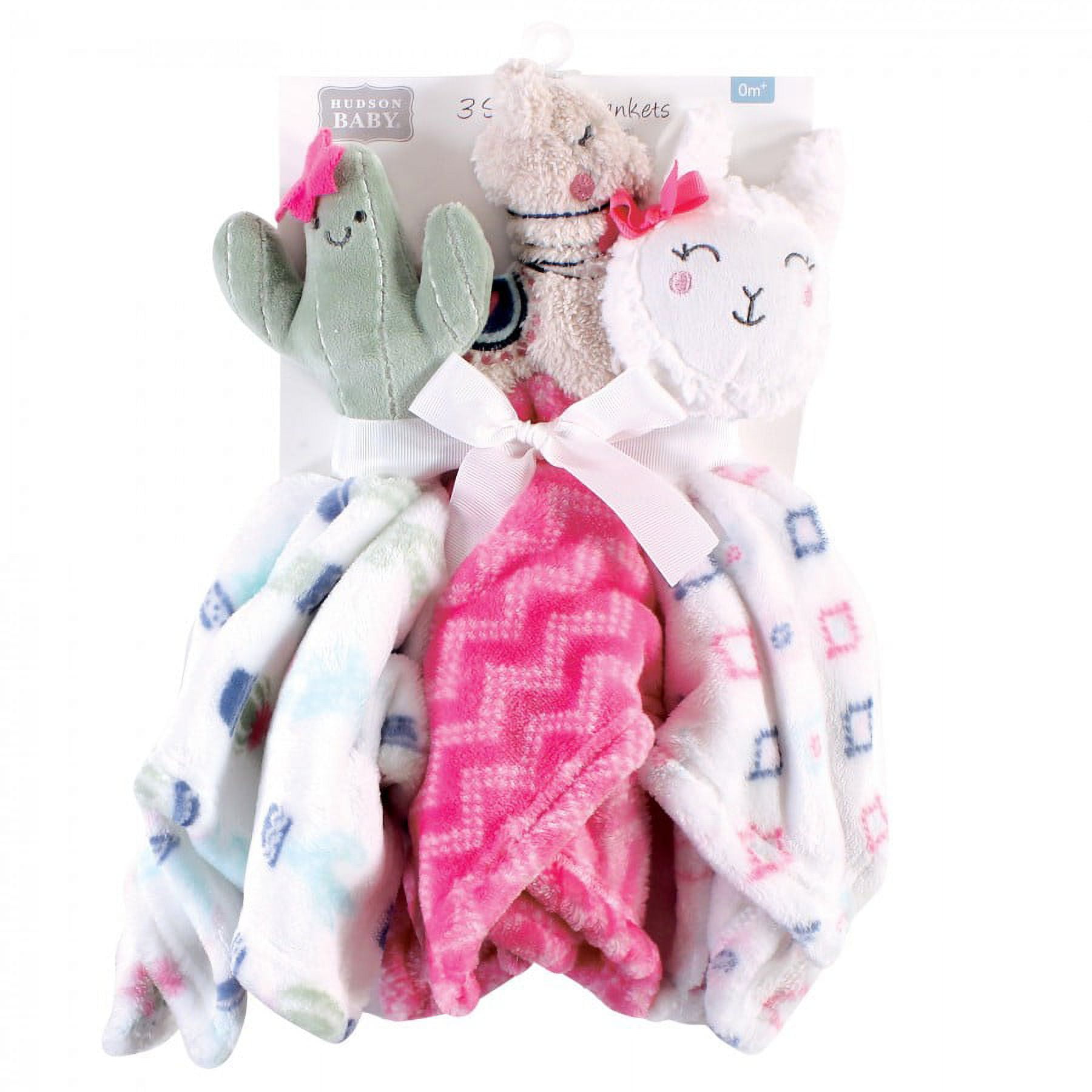 Hudson Baby Infant Girl Animal Face Security Blanket, Llama, One Size
