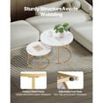 thumbnail image 3 of KFFKFF Nesting Coffee Table Set of 2, 27.6 in Round Coffee Table, Nesting Tables for Small Place, Vintage End Side Tables Night Stand with Metal Frame, (White & Gold), 3 of 9