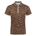 thumbnail image 4 of Leopard Men Zipper T-shirt Summer Casual Short Sleeve T-shirt Top, 4 of 7