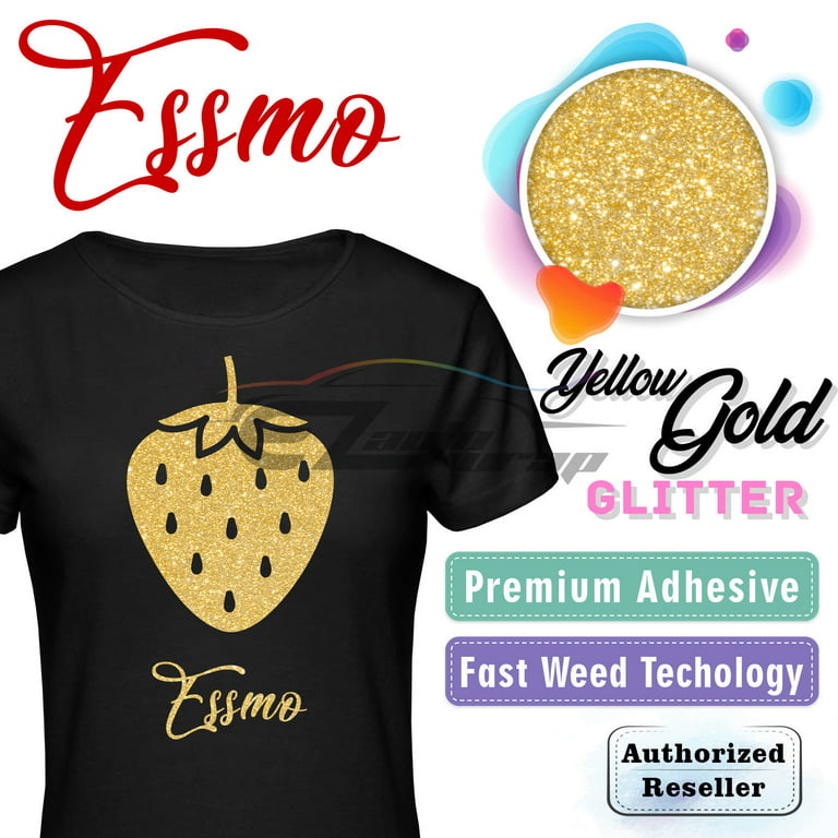 ESSMO Yellow Gold Glitter Heat Transfer Vinyl HTV Sheet T-Shirt 20 Wide  Iron On Heat Press DG02 20x120 