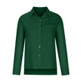 thumbnail image 3 of SDNall Womens Solid Color V Neck Loose Blouse Longt Sleeve Casual Work Tunic Tops With Pocket, 3 of 9