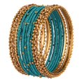 thumbnail image 3 of Efulgenz Indian Silk Thread Bangle Set with Oxidized Bangles Crystal Metal Ball Bangles Indian Bangles for Women for Wedding Party Bracelet Bangle Bollywood Fashion Statement Jewelry (24 Pcs), 3 of 6