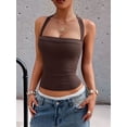 thumbnail image 6 of Women'S Square Neck Going Out Crop Tops Double Lined Cute Basic Tank Tops 2026 Clothes Dark Brown S, 6 of 8