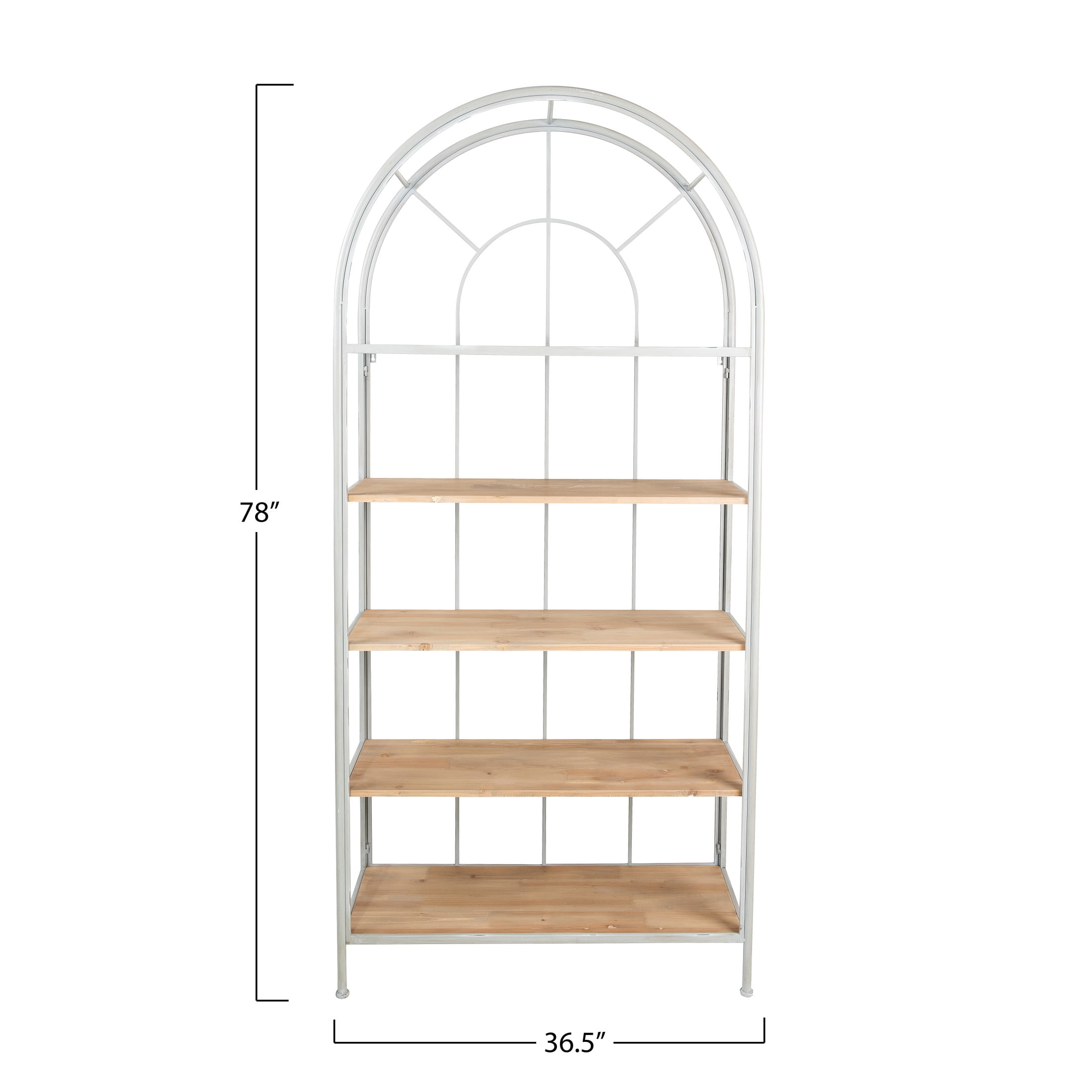 Creative Co-Op Metal Framed and Wood Bookshelf with 5 Shelves, Natural and White