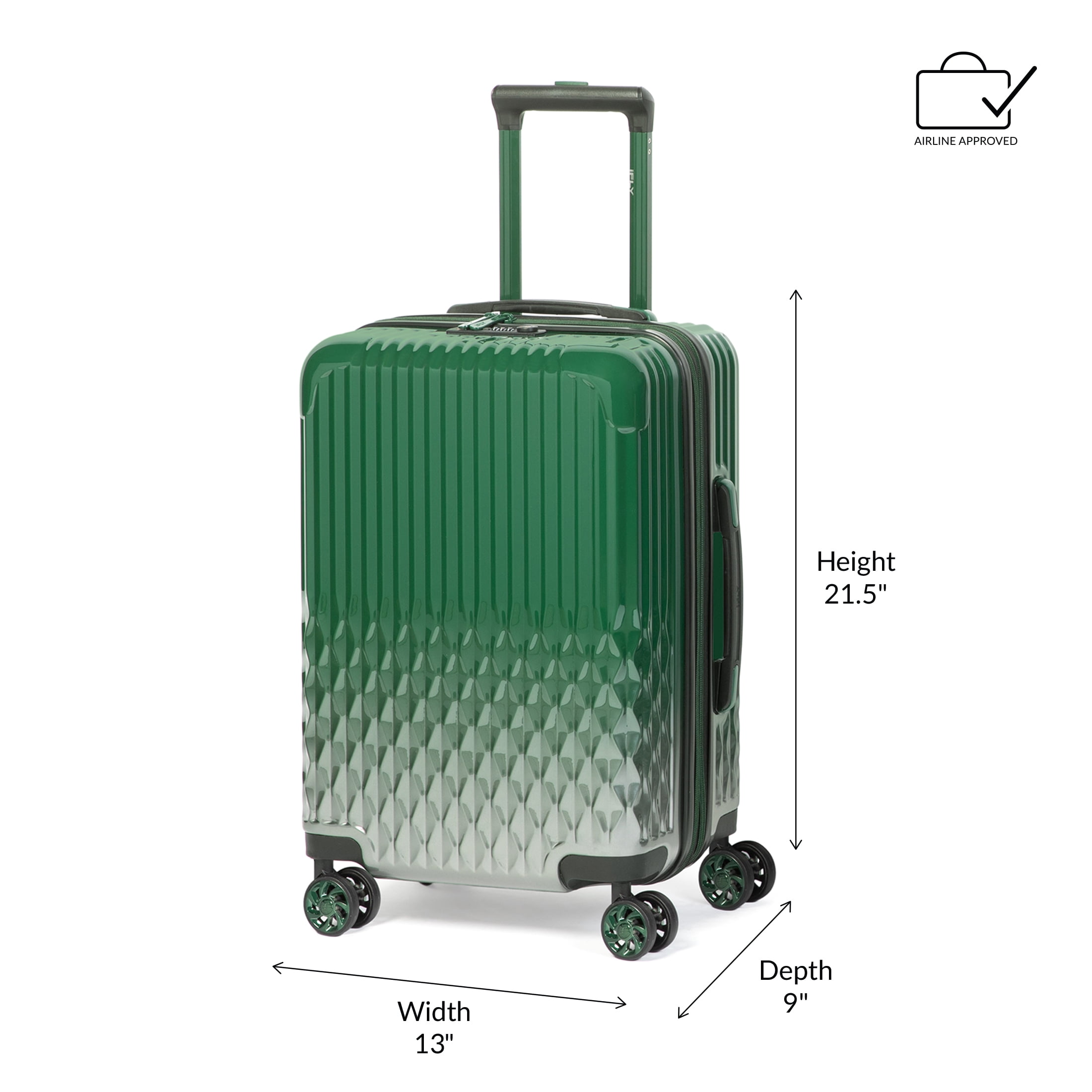 iFLY Elite 2-Piece Expandable Hardside Spinner Luggage Set, with TSA Lock, 20" Carry-on and 28" Checked Luggage, Green