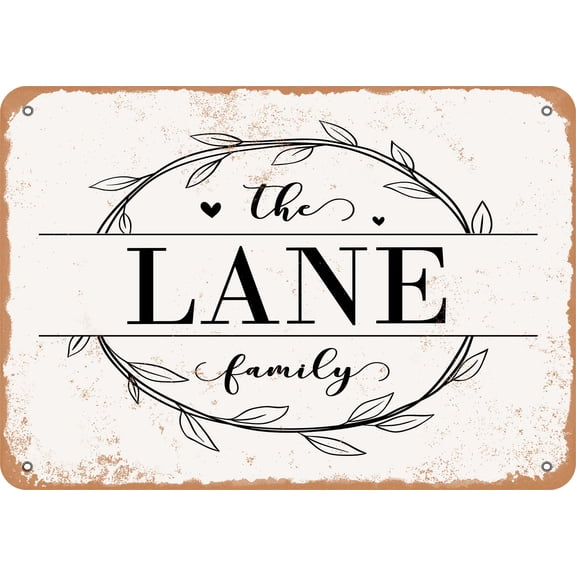 7 x 10 Metal Sign - The Lane Family (Style 1) - Vintage Rusty Look