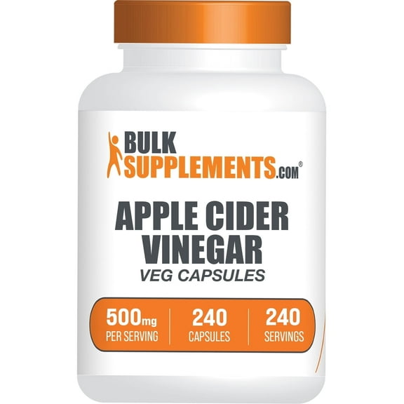BulkSupplements Apple Cider Vinegar Capsules - 500mg per Serving (240 Veg Capsules - 240 Servings)