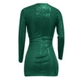 thumbnail image 5 of Women's V-Neck Long Sleeve Wrap Mini Dress Shiny Pleated Cocktail Party, 5 of 5