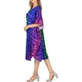 thumbnail image 2 of LA LEELA Women's Summer Loungewear African Relaxed Fit LGBTQ Pride Flag Rainbow Stripe Caftan Short Evening Gown 2X-3X Colorful, Stripes, 2 of 4