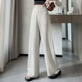 thumbnail image 2 of Fiaer,Women's Wide Leg Business Dressy Pants,Plus Size Casual Straight Trousers for Women,Ladies High Waist Loose Fit Trendy Joggers with Pockets Beige L, 2 of 5