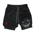 thumbnail image 1 of Pantalones cortos de gimnasio de Anime para hombre, 2 en 1, transpirables, absorbentes del sudor, de secado rápido, para entrenamiento, gimnasio, con bolsillos, 1 of 5