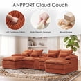 thumbnail image 4 of ANPPORT 124" U Shaped Cloud Modular Sectional Sofa, Corduroy Deep Seat Couch with Storage Console, USB Ports & Cup Holders for Living Room, Orange, 4 of 7