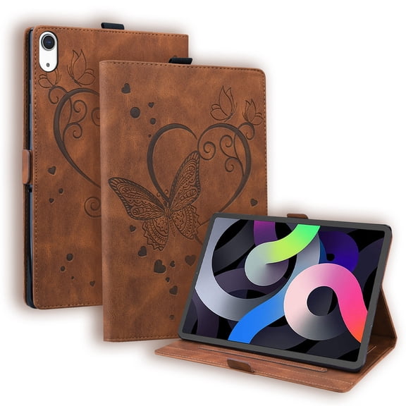 Compatible with iPad mini 6th Gen 8.3" 2021, for iPad mini 7th 2024 Case with Pencil Holder, Premium PU Leather Pattern with Card Slots & Kickstand Full Body Protective Folio Case Cover, Brown