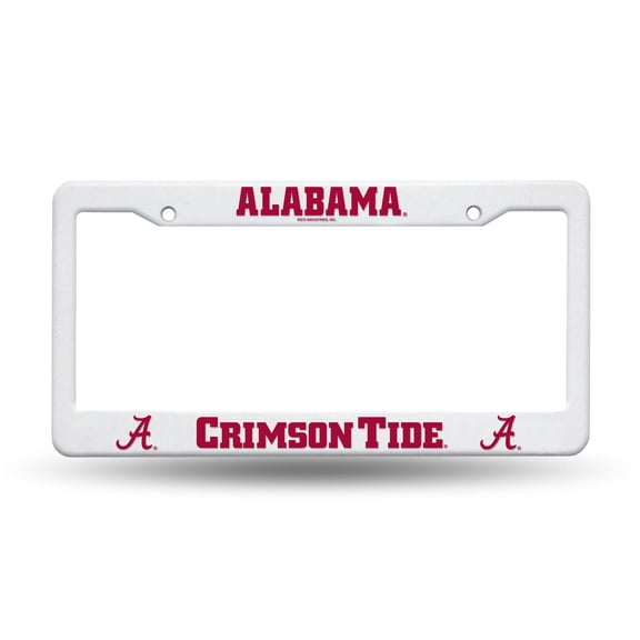 Alabama Football - Raised Letter White Plastic License Plate Frame