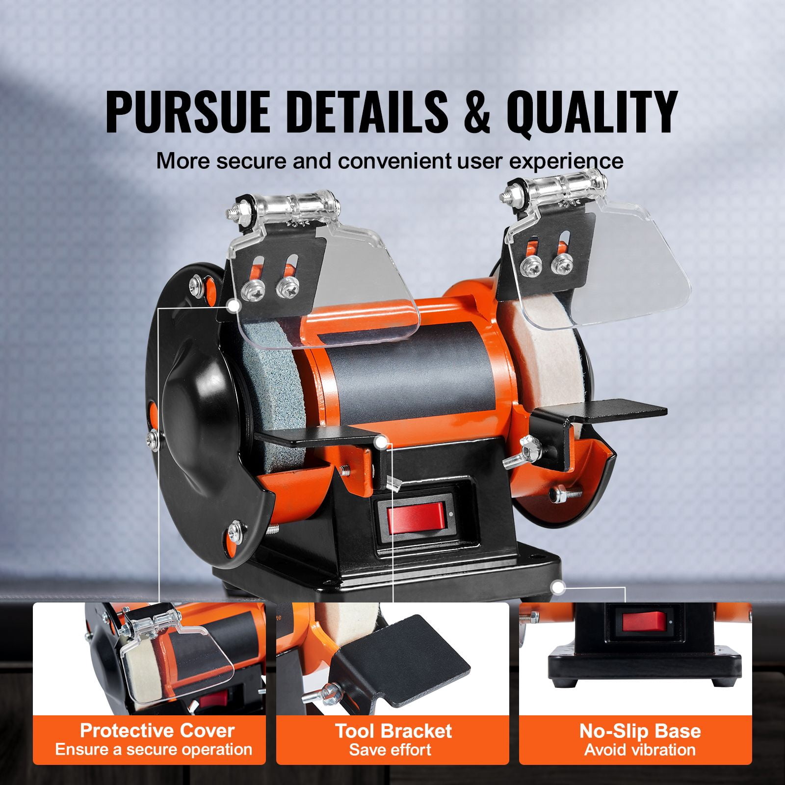 Jewelry Polisher Bench Buffer, 3590 RPM, Brushless Motor, 3 Polishing Wheels, 100+ Accessories, Lightweight, for Gemstone Polishing, Metal Buffing & Rust Removal